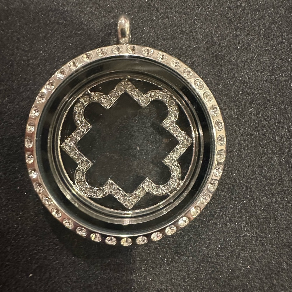 Origami Owl Silver Tone Living Locket Pendant with Crystal Accents